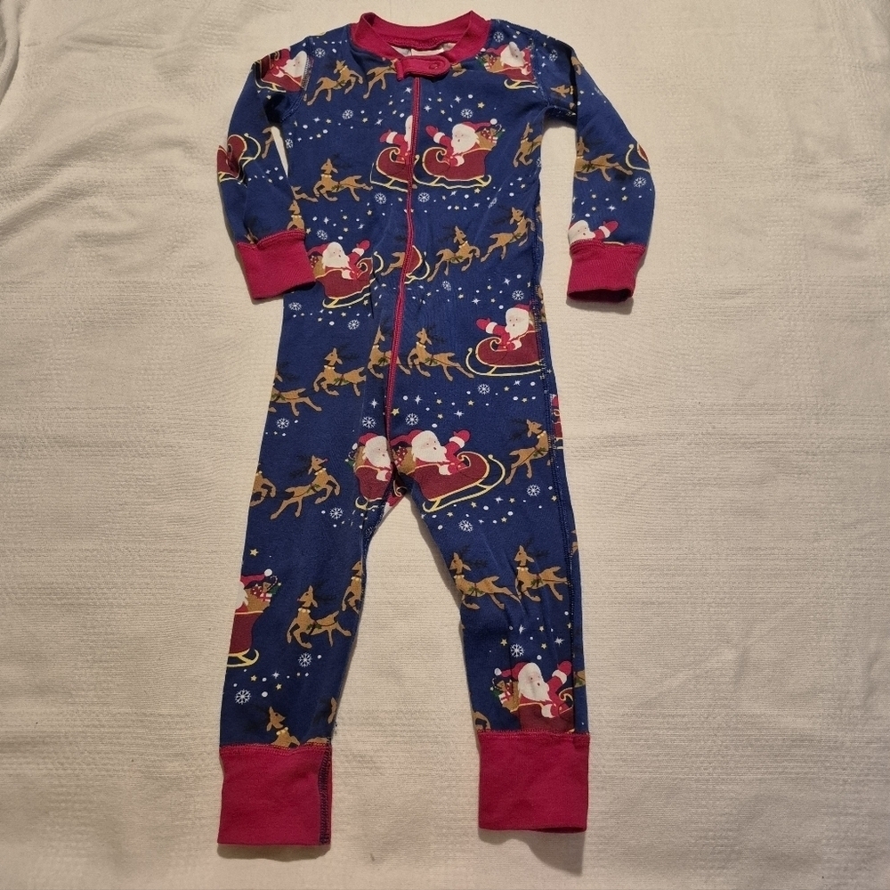 Hanna Andersson boys size 80 or 18-24 months santa and reindeer sleeper, VGUC